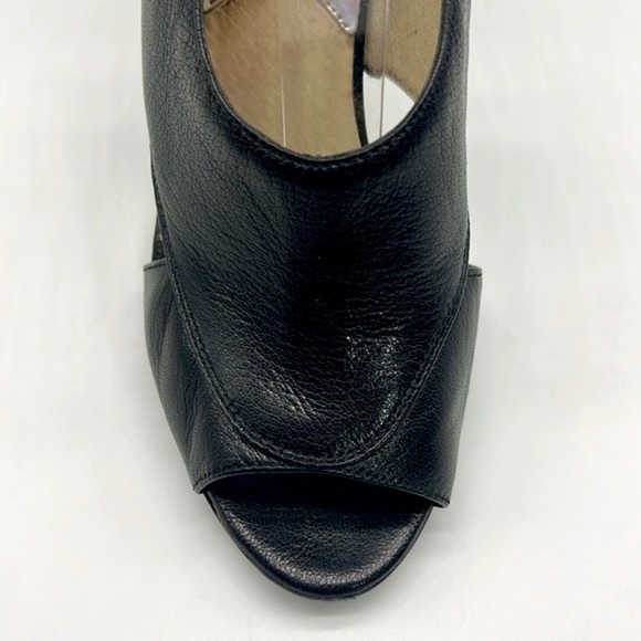 Michael Kors - Black & Patent Leather High Heels With Slingback Open Toe Size 9 - Picture 4 of 16